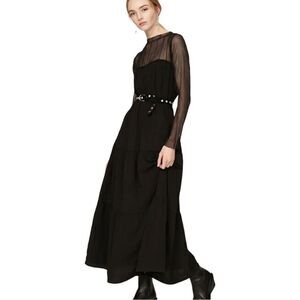 Pamela Love Black Sheer Midi Dress Size XS